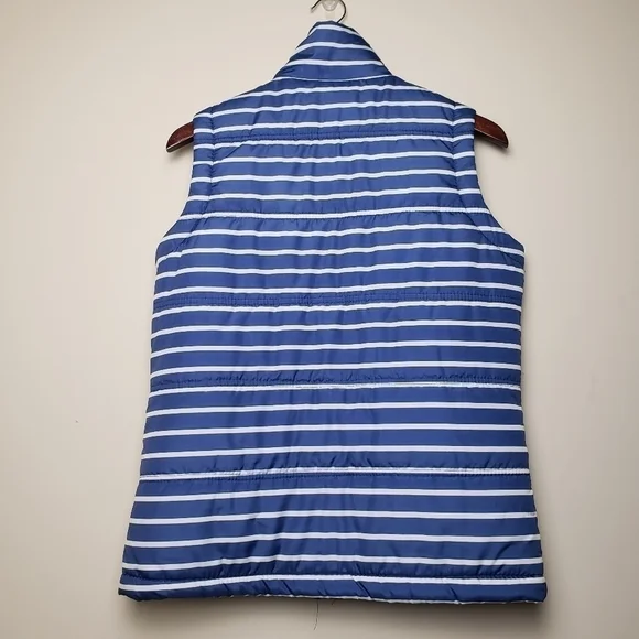 JANE ASHLEY Striped Navy Zippered Vest - Picture 2 of 4